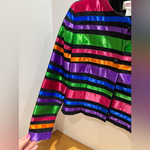 Maggie London Vintage Colorful Striped Women's cropped Jacket size 6 - Picture 4 of 9